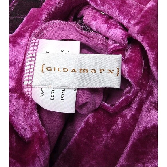 Gilda Marx VTG High Neck Velvet Keyhole Mesh Skate Dress Fuchsia Adult XS (Y/J) - Picture 9 of 12